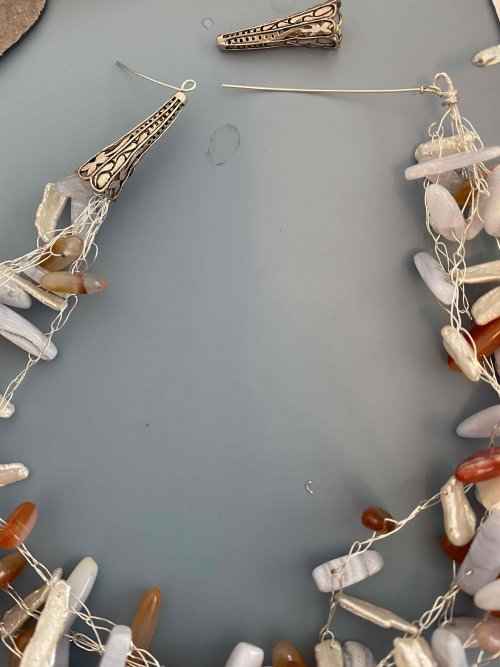 Lori Cranson's Fire and Ice Crocheted Necklace - , Contemporary Wire Jewelry, Crocheting, Cut two 2 inch pieces of 20 gauge wire